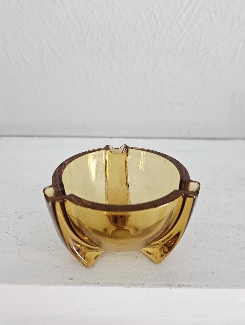 Vintage Art Deco/MCM Space Age Amber Murano Glass Ash Tray